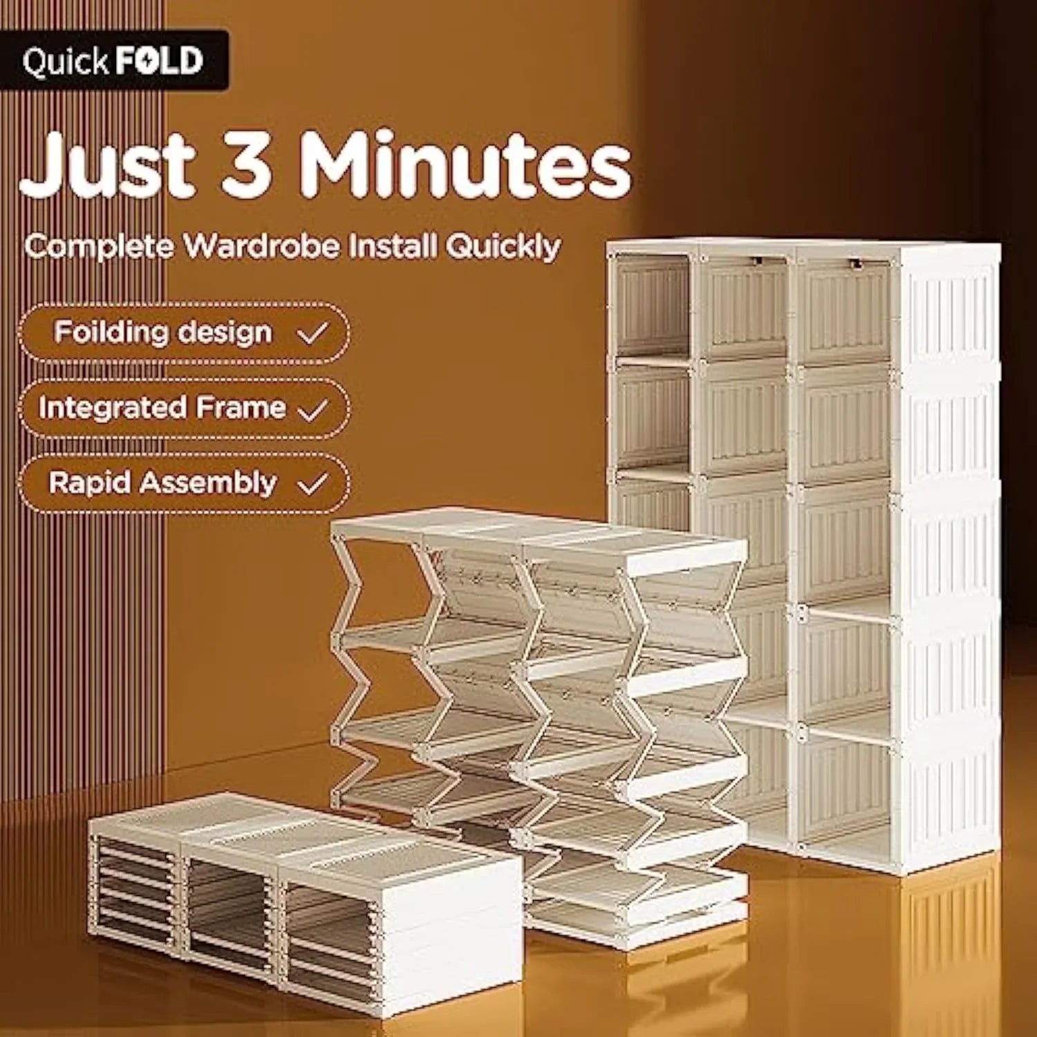 Foldable Organizer Plastic Bedroom Wardrobe - Directly Goods