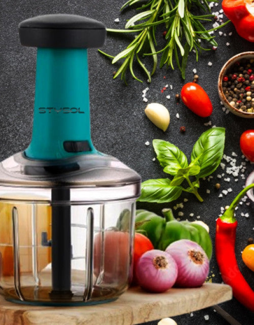 Manual Hand Press Square Push Chopper with 5 Blades for Easy Chopping Vegetables and Fruits