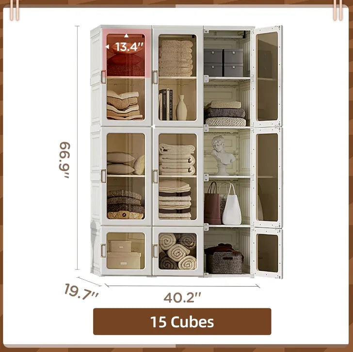 Foldable Organizer Plastic Bedroom Wardrobe - Directly Goods